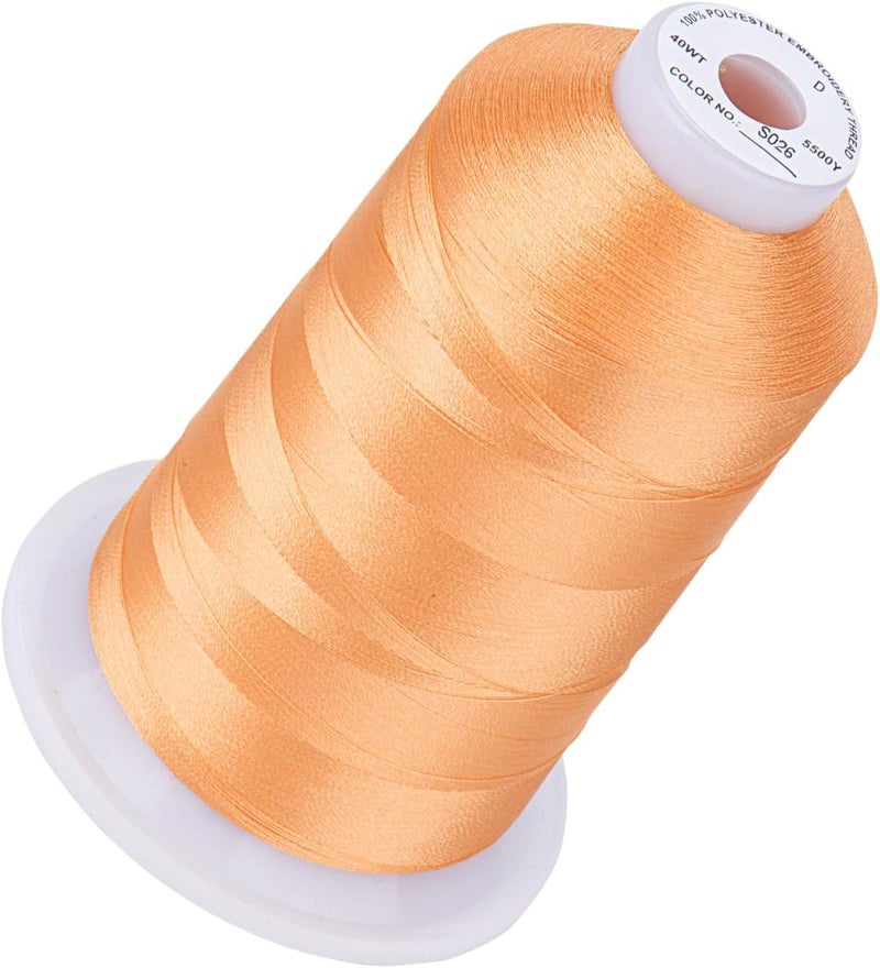 simthread 5500Yds Embroidery Thread, 5000M High-Yardage 40WT 100% Polyester Thread – 170+ Vivid Colors, High-Speed Rated – Compatible with Brother, Singer, Janome & More - Cantaloupe S026 - Image 1